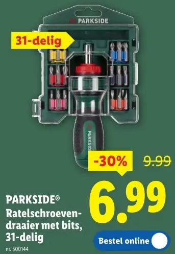 Promotie: Ratelschroevendraaier met bits 31-delig