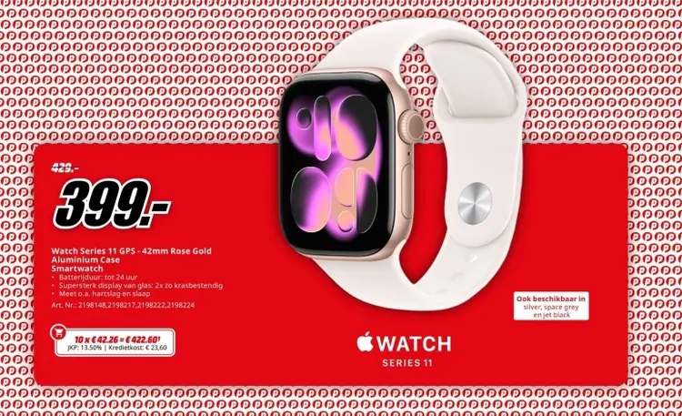 Promotie: Watch Series 11 GPS - 42mm Rose Gold Aluminium