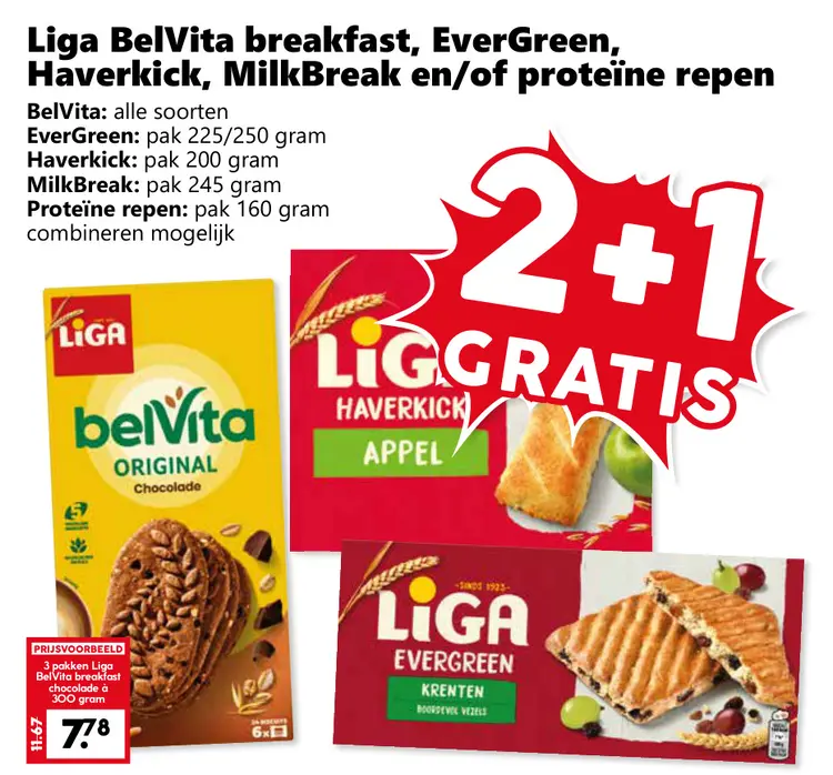Aanbieding: BelVita breakfast, EverGreen, Haverkiek, MilkBreak en/of Proteïne repen