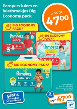 Aanbieding: Pampers luiers en luierbroekjes Big Economy pack