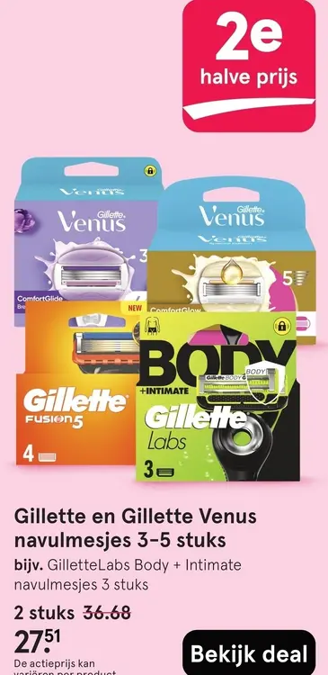 Aanbieding: Gillette en Gillette Venus navulmesjes