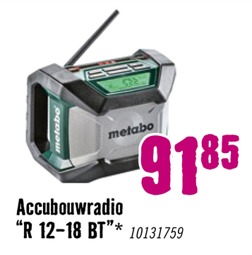 Aanbieding: METABO Accu bouwradio R 12-18 BT (zonder accu)