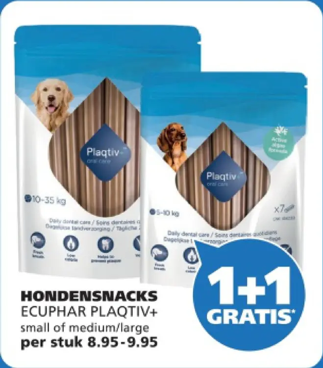 Aanbieding: Ecuphar Hondensnacks Plaqtiv+