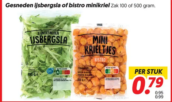 Aanbieding: Gesneden ijsbergsla of bistro minikriel