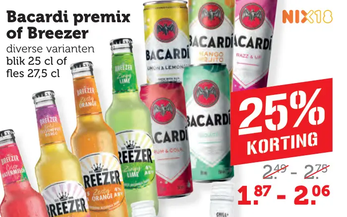 Aanbieding: Bacardi premix of Breezer