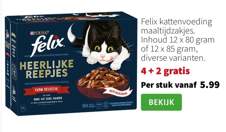 Aanbieding: Felix kattenvoeding maaltijdzakjes