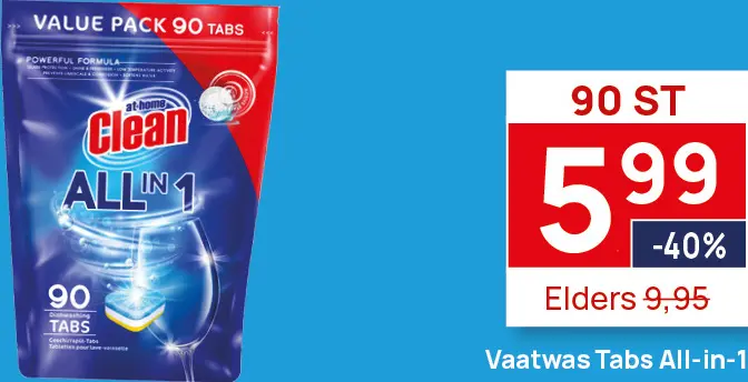 Aanbieding: At-home Clean Vaatwas Tabs All-in-1
