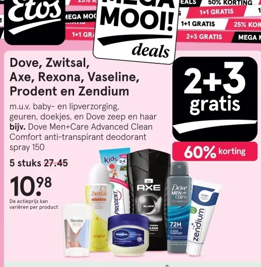 Aanbieding: Dove, Zwitsal, Axe, Rexona, Vaseline, Prodent en Zendium