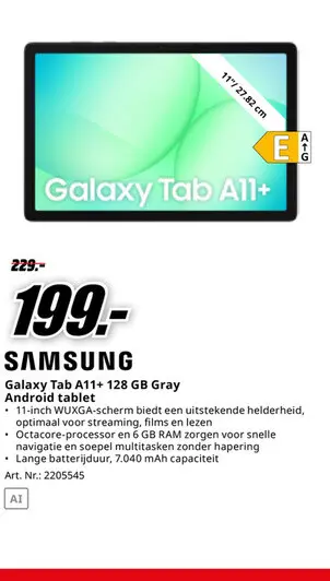 Promotie: Galaxy Tab A11+ 128 GB Gray