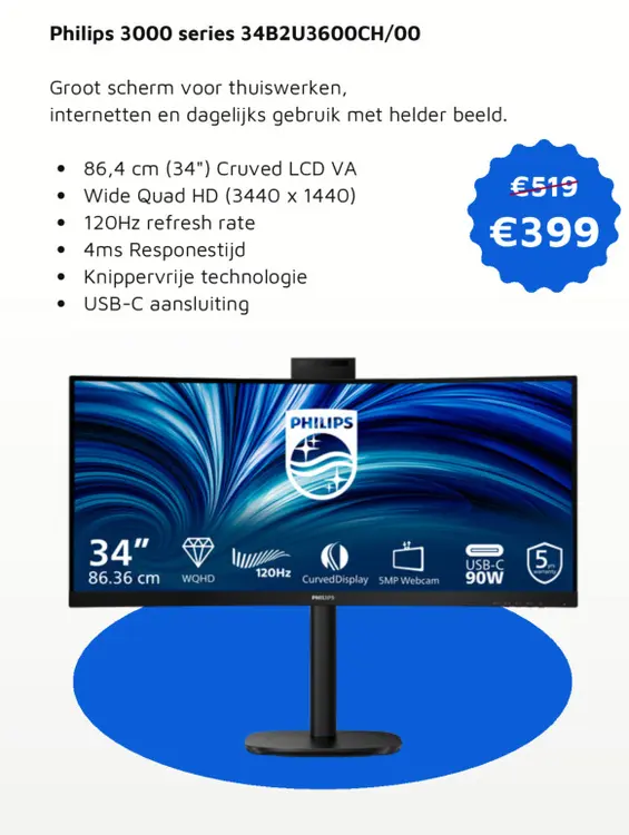 Aanbieding: Philips 3000 series 34B2U3600CH/00