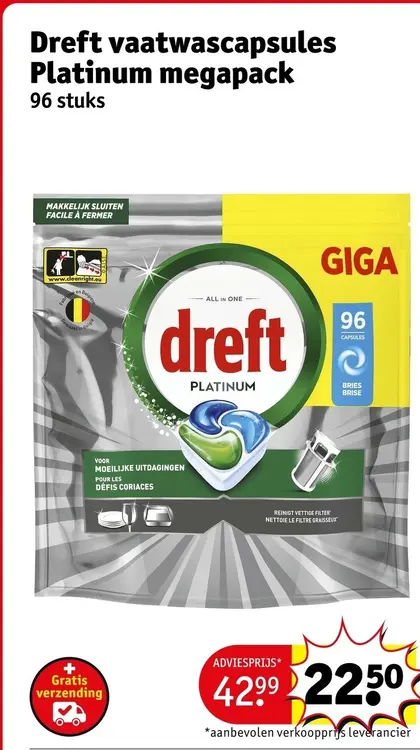 Aanbieding: Dreft vaatwascapsules Platinum megapack