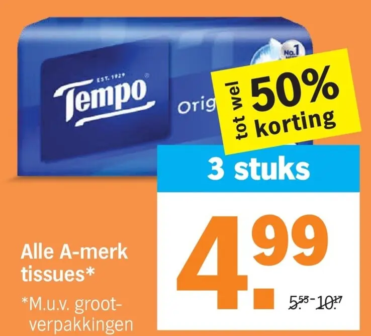 Aanbieding: A-merk tissues*