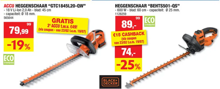 Promotie: Black+Decker BEHTS501-QS elektrische heggenschaar met zaagblad 600W 60cm