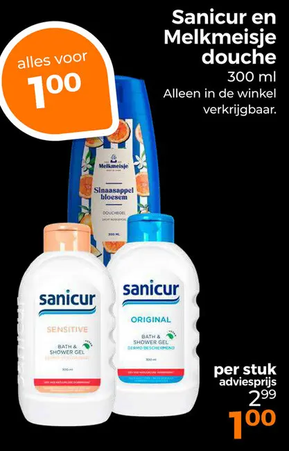 Aanbieding: Sanicur en Melkmeisje douche