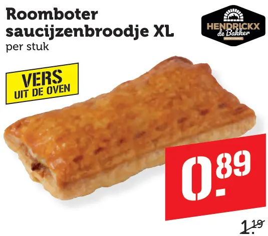Aanbieding: Hendrickx de Bakker Roomboter saucijzenbroodje XL