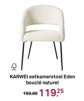 Aanbieding: KARWEI eetkamerstoel Eden bouclé naturel