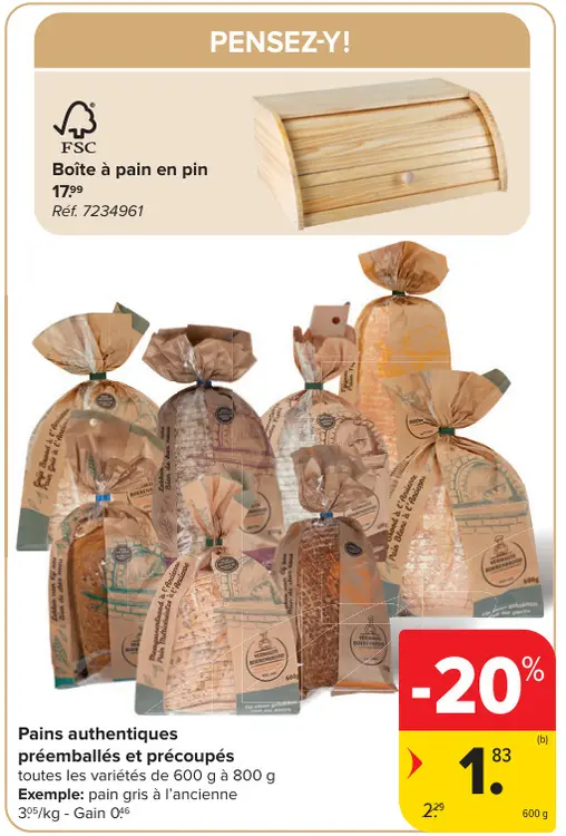 Offre: Pains authentiques préeambllés et précoupés