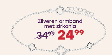 Aanbieding: Zilveren armband klaver zirkonia