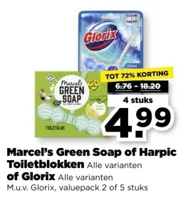 Aanbieding: Marcel's Green Soap of Harpic Toiletblokken of Glorix