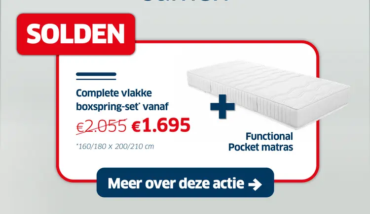 Promotie: Complete vlakke boxspring-set + Functional Pocket matras
