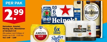 Aanbieding: Heineken , Amstel , Hertog Jan , Warsteiner of Grolsch 0.0