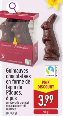 Offre: Guimauves chocolatées en forme de Lapin de Pâques