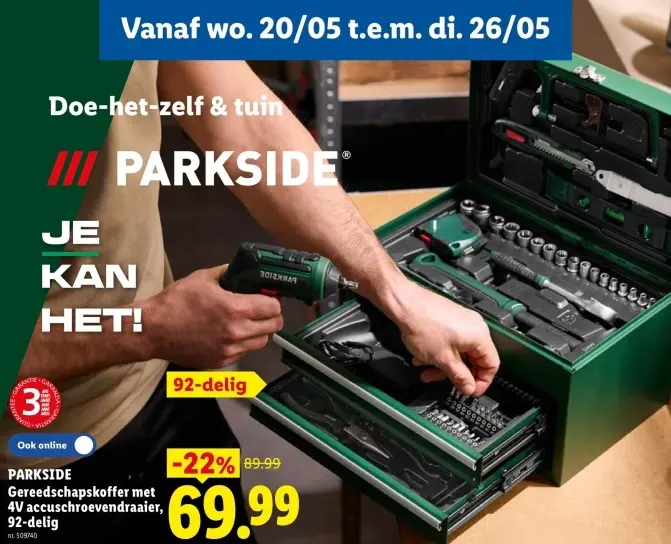 Promotie: Gereedschapskoffer met 4V accuschroevendraaier 92-delig