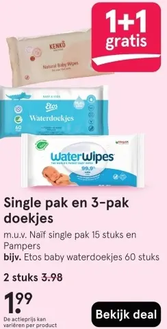 Aanbieding: Single pak en 3-pak doekjes