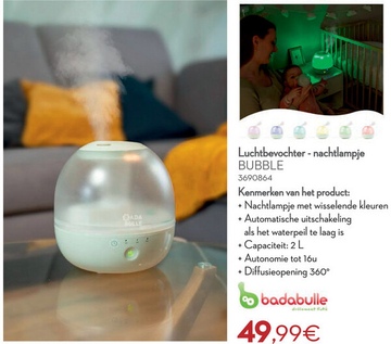 Aanbieding: Luchtbevochter - nachtlampje BUBBLE