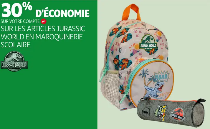 Offre: Articles Jurassic World en maroquinerie scolaire
