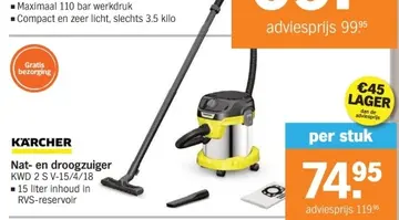 Aanbieding: Nat- en droogzuiger KWD 2 S V-15/4/18