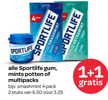 Aanbieding: Sportlife gum, mints potten of multipacks