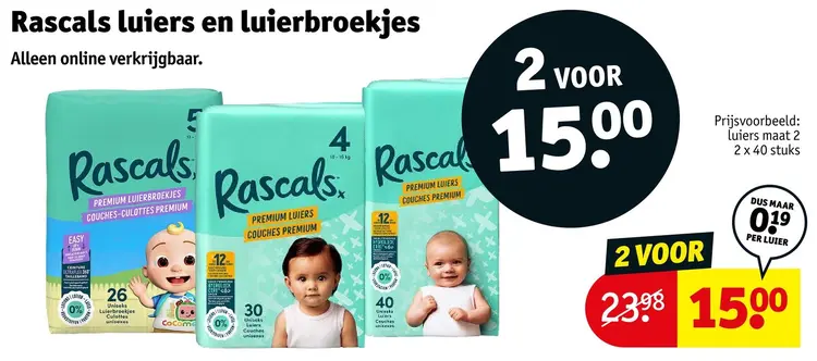 Aanbieding: Rascals luiers en luierbroekjes