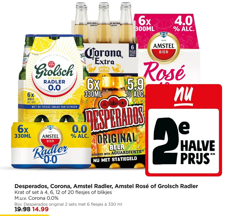 Aanbieding: Desperados, Corona, Amstel Radler, Amstel Rosé of Grolsch radler