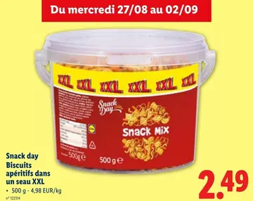 Offre: Biscuits apéritifs dans un seau XXL