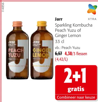 Promotie: Jarr Sparkling Kombucha Peach Yuzu of Ginger Lemon