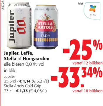Aanbieding: Jupiler, Leffe, Stella of Hoegaarden