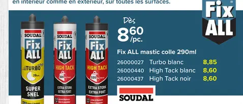 Offre: Fix ALL mastic colle
