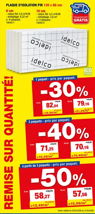 Offre: Idelco Î±-therm Universal 80 panneau isolant 120x60x8 cm R3,6 4,32m²