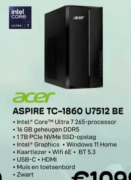 Aanbieding: Aspire tc-1860 u7512 be