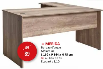 Offre: Bureau d'angle Merida 160x144cm