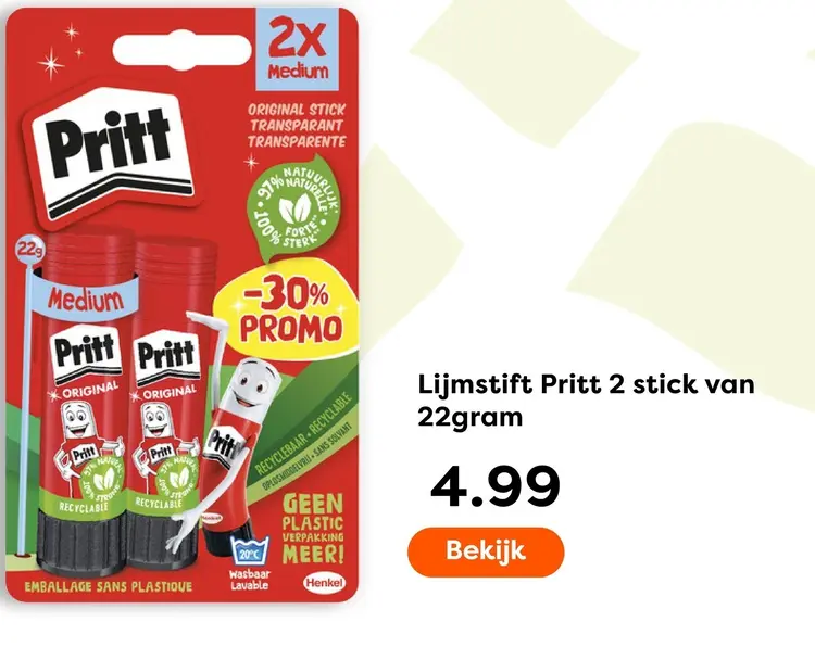 Aanbieding: Pritt Lijmstift 2 stick van 22gram