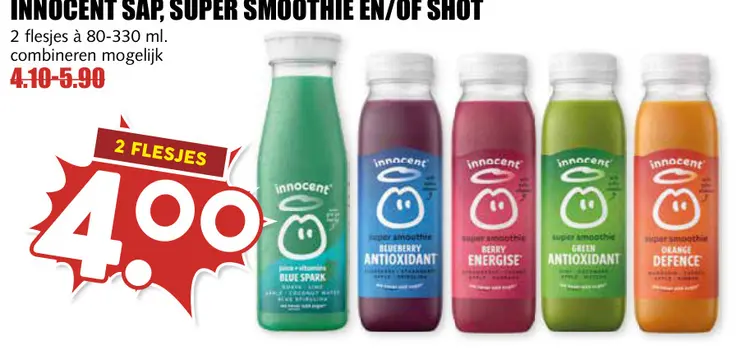 Aanbieding: Innocent sap, super smoothie en/of shot