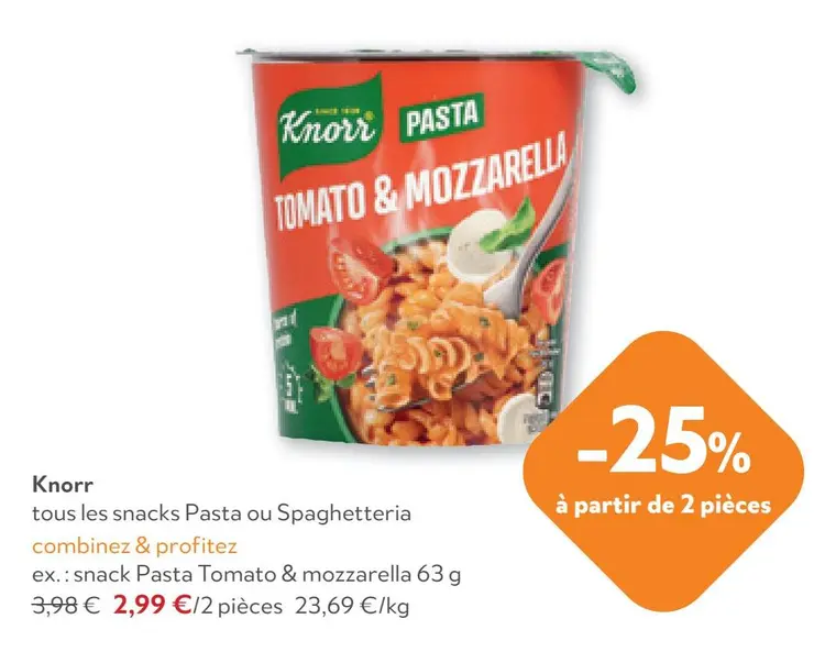 Offre: snack Pasta Tomato & mozzarella
