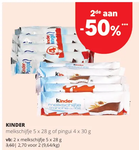 Promotie: KINDER melkschijfje of pingui