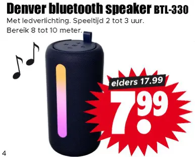 Aanbieding: Denver bluetooth speaker BTL-330