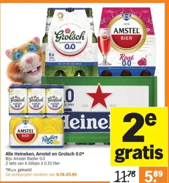 Aanbieding: Alle Heineken, Amstel en Grolsch 0.0*