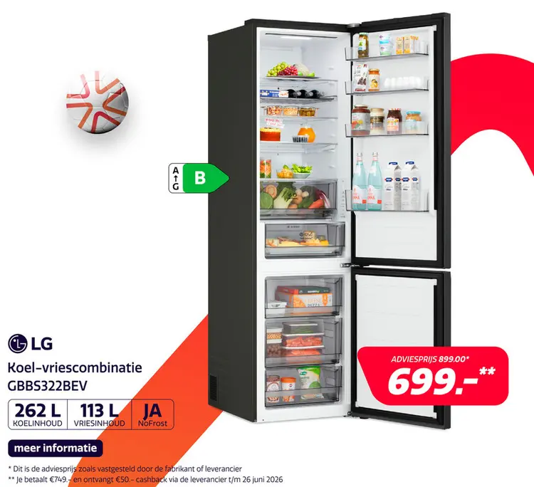 Aanbieding: Koel-vriescombinatie GBBS322BEV
