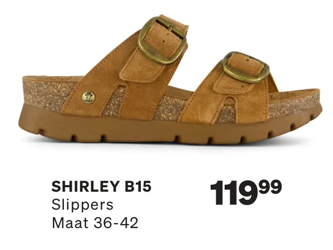 Aanbieding: Shirley B15 slippers cognac suede
