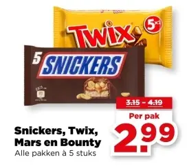 Aanbieding: Snickers, Twix, Mars en Bounty